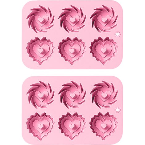Moule À Pâtisserie En Silicone - Moule À Gâteau Ronde Avec Cavity En Forme De Coeur - Pour Gâteaux, Donuts Et Riz Glacé - 2 Pièces (1/5)