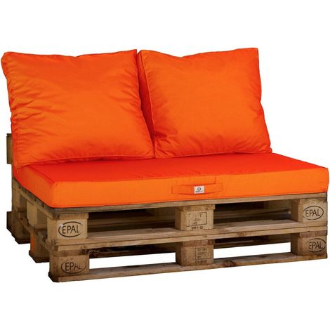 Lot matelas pour palette déhoussable avec assise de 120x80x10cm et dossier Orange (1/4)