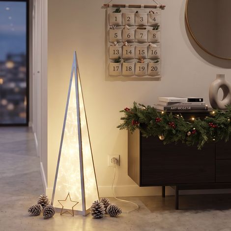 Árbol de Navidad LED de 90 cm con efecto copo de nieve