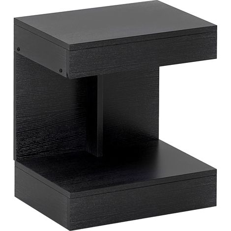 Nachttisch aus Holz mit versteckter Schublade und offenem Fach 40 x 30 x 46 cm schwarz (1/4)
