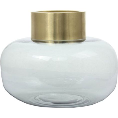 Vase Design en Verre "Saigon" 23cm Gris & Or (1/2)