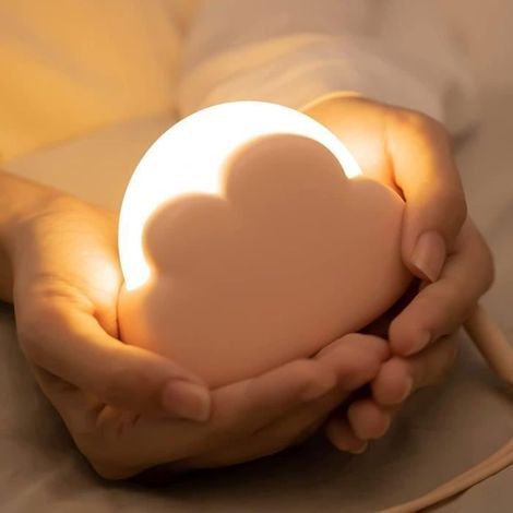 (Rosa) Baby-Nachtlicht, wiederaufladbares Kinder-Nachtlicht mit einstellbarer Helligkeit, 4 Helligkeitsstufen und Silikonkabel, LED-Bettlampe (1/4)