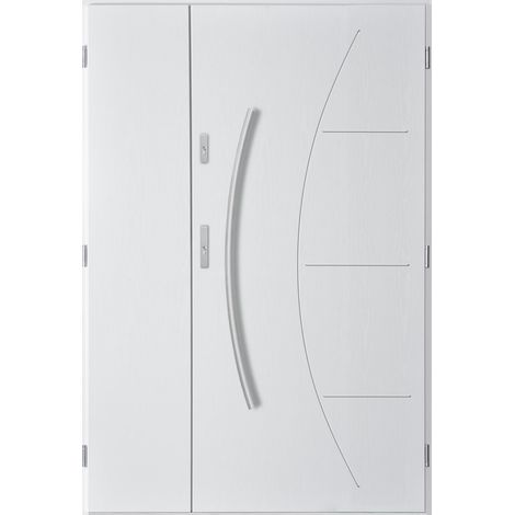 Porte d'entrée double LYNX 120x200 cm blanc - Poignée et serrure : Sans - Poussant: Droit