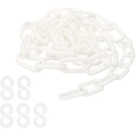 White plastic chain links, 100 cm, 6 mm, for barriers, parking lots, fences, gates and decoration (1/5)
