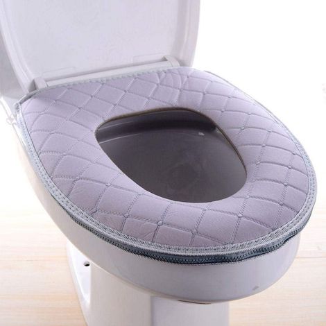 Housse de siège de toilette pour salle de bain, coussin doux, chaude, housse de toilette en tissu lavable, adaptée à tous les si (1/4)