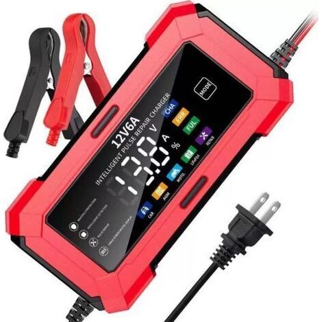 Écran couleur rouge 12V 6AChargeur 12V 6A pour batteries de voiture, batteries de moto 12V et chargeurs de batterie 12V (1/4)