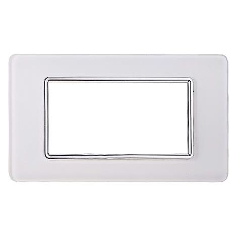 Plaque compatibles Vimar Plana 4 modules verre couleur blanc Ettroit EV84401