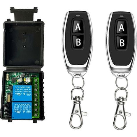 433MHz RF Remote Control DC6V-30V 2CH RF Relay Receiver with Remote Control for Garage Door Light Co Black