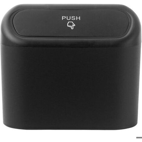 Poubelle de voiture - PZCC - 15,5x6,5x14 cm - Noir - Étanche - Couvercle amovible - Compacte (1/4)