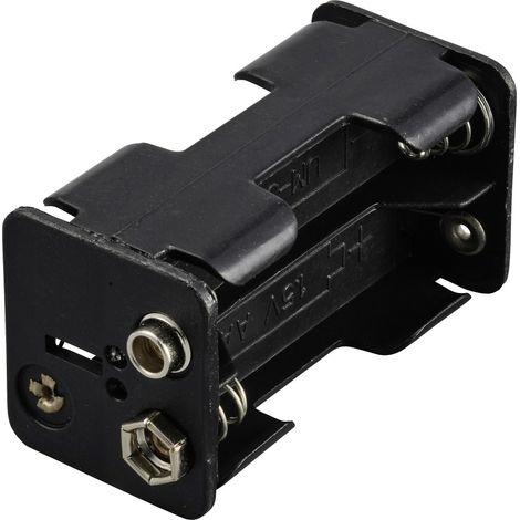 TRU COMPONENTS TC-13220540 Support de pile 4x LR6 (AA) raccordement par empreinte pile 9V (L x l x H