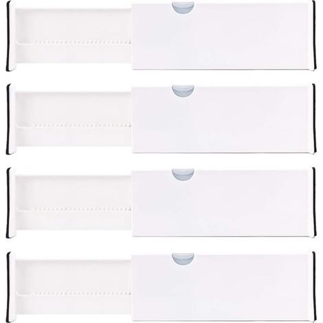 Lot de 4 Séparateurs de tiroir réglables Rangement de tiroir Organiseurs pour Tiroir de Cuisine Ranger sous vètements Chaussettes Vaisselles (1/5)