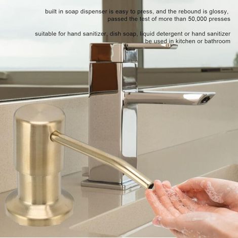 Distributeur de savon pour évier en acier inoxydable 304 de cuisine, distributeur de savon rotatif à 360 ° intégré, distributeur de liquide vaisselle (1/3)