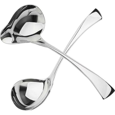 Lot de 2 petites louches, louches à sauce, louches à sauce avec bec verseur, mini-louches en acier inoxydable, compatibles lave-vaisselle (1/5)