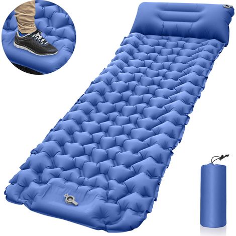 Matelas gonflable léger et portable, imperméable, pour le camping, voyage, voiture, sieste, rangement, extérieur, tente, séchage rapide (bleu foncé)
