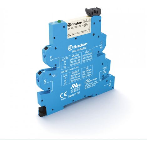 Interface mécanique masterBASIC 1RT 6A 24V AC DC AgSnO2 bornes automatique FINDER 390100244060