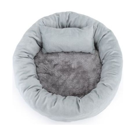 1 lit pour chat et chien en coton, coussin doux et confortable, ensemble de sommeil chaud, oreiller rond pour animaux de compagnie, tapis de couchage pour chat (30 cm, gris) (1/3)