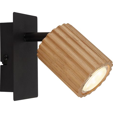 Applique spot mural lampe de couloir lampe de lecture orientable en bois noir marron L 13,5 cm