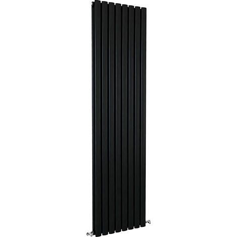 SKY Bathroom Oval Column Radiator Vertical 1800x472mm Double Black
