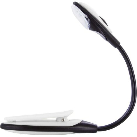 Lampada da lettura bianca a clip con angolo di illuminazione regolabile. (1/4)