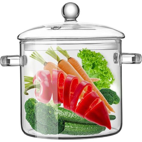 Glaskochtopf 1600 ml Hitzebeständiger transparenter Nudelkarten mit Deckel mit zwei Griffen atmungsaktivem Lochglas -Topf für Pasta -Nudeln Suppe Milch Eintopf kleiner Stockpot für Küchenkochen