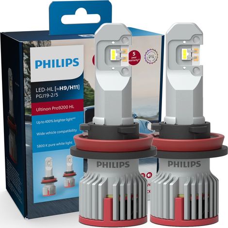 2X AMPOULES H9 / H11 LED ULTINON PRO9200 PHILIPS 5800K +400% 11362U92X2 (1/4)