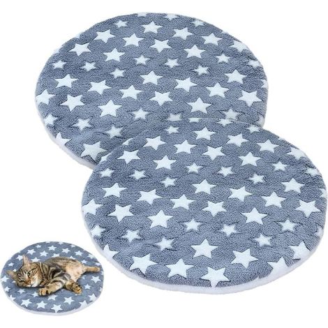 Tapis Rond pour Chat,2 Pièces 40 Cm X 40 Cm,Coussin Double Face en Polaire Corail pour Animaux de Compagnie,pour Lits,Arbres a Chat,Caisses,Canapés et Salons (1/5)
