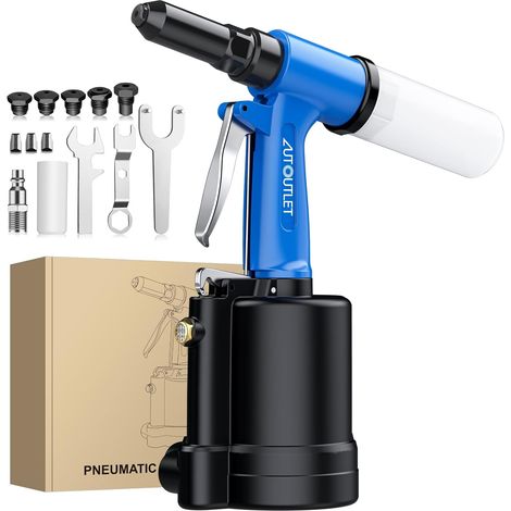 Pneumatic Rivet Gun, 3/32", 1/8", 5/32", 3/16", 1/4", 1780KGF Pull Pressure, Ideal for Home, Decoration, Industry (1/5)