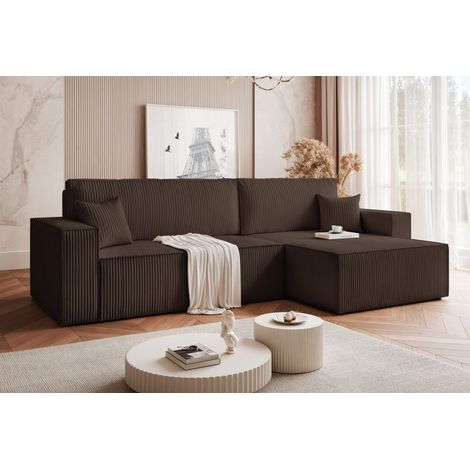 Ecksofa Schlafsofa Sofa ADARA MAX in Stoff Poso Braun Ottomane Rechts (1/5)