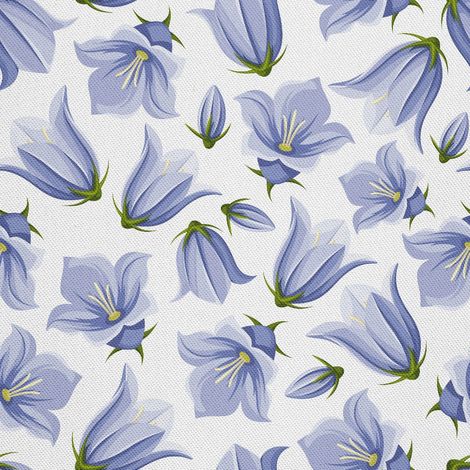 Tela decorativa Oxford para exteriores con estampado de campanillas azules. (1/5)