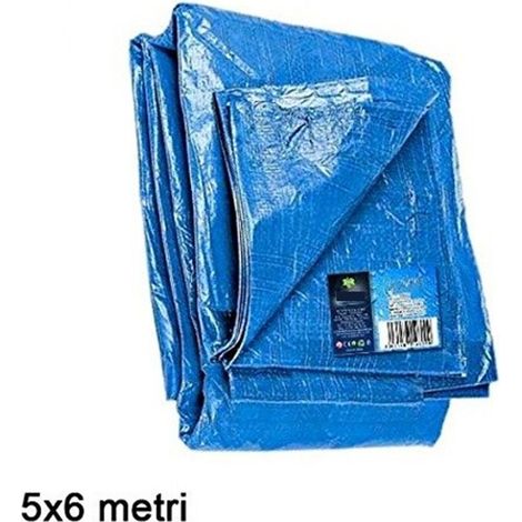 TRADE SHOP - Telo Copri Auto Moto Copritutto 5x6mt In Polietilene Colore Blu Impermeabile - (1/2)