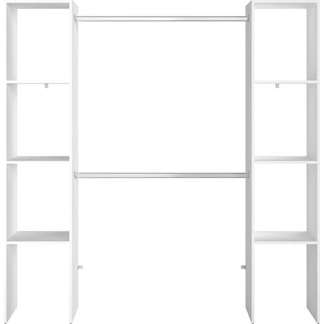 Dressing blanc 6 étagères, 2 penderies 180 x 40 x 180 cm ELYSEE