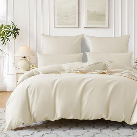 1 Parure de lit, Housse de couette 200x200, Satin de coton, 2 Taies d'oreiller 65x65, Fermeture éclair, Chambre à coucher