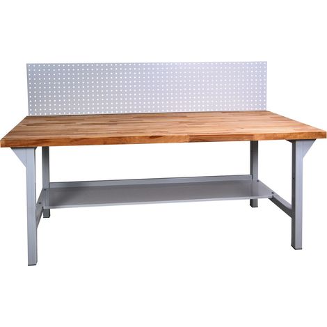 ADB Werkbank Werktisch Arbeitstisch mit Buchenplatte + Lochwand 2000x750x850 mm (1/4)