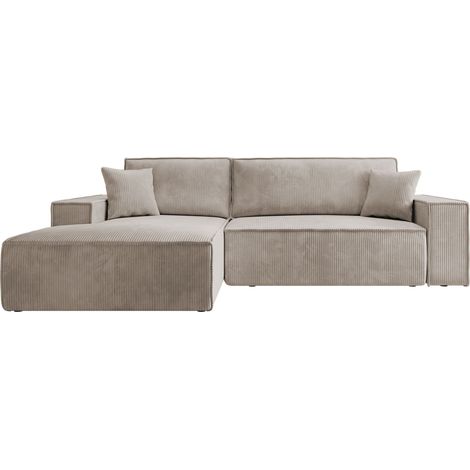 Selsey FARESE Ecksofa mit Schlaffunktion und Bettkasten, Ottomane links, Cordbezug in Beige (1/5)