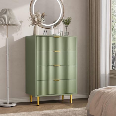 IDEALHOUSE Table De Chevet 4 Tiroirs Vert (1/5)