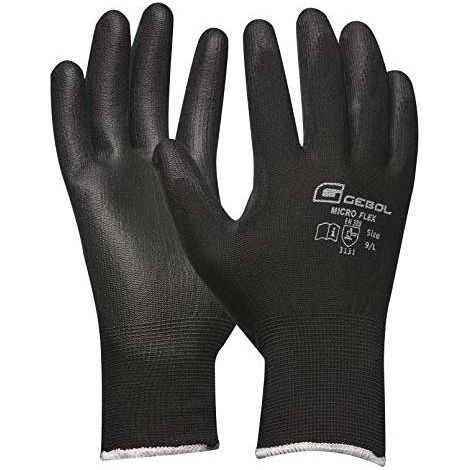Guanti da Lavoro Gebol Micro Flex - Poliestere Nero - Taglia 9 (1/2)