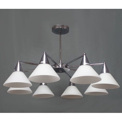 TRADE SHOP - Lampadario Moderno Led A Sospensione A 8 Bracci Con Coppe Vetro Lampada Luce E14 00897 -