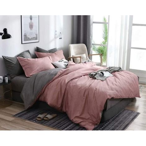1 Parure de lit, Housse de couette 200x200 cm, Microfibre réversible, 2 Taies d'oreiller 80x80 cm, Chambre adulte (1/5)
