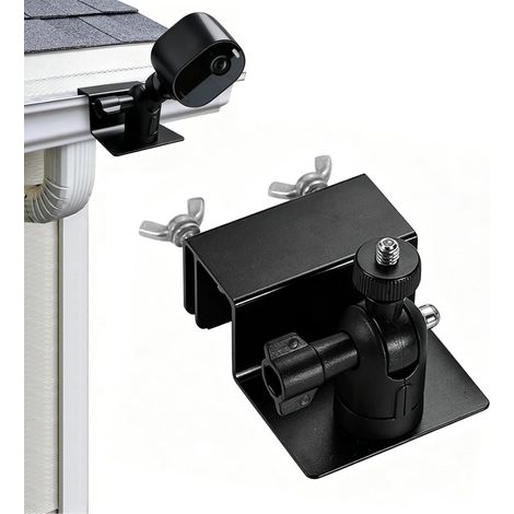 Support de gouttière pour caméra d'extérieur - Support en aluminium réglable à 360 ° - Accessoire pour caméra - Pour caméra de surveillance avec trous de vis 1/4 (1/5)