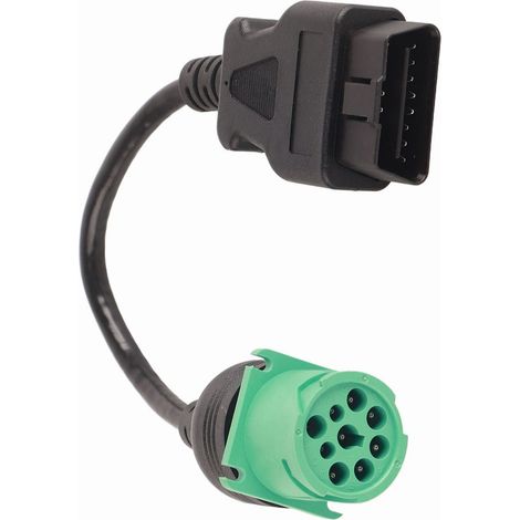 OBD2 9-poliger Stecker auf 16-poliges Adapterkabel für LKW-Diagnosescanner, Cummins-Dieselmotor (1/5)