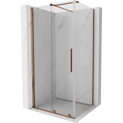 Cabine de douche coulissante Mexen Velar 90 x 85 cm, transparent, or rose - 871-090-085-01-60 (1/5)