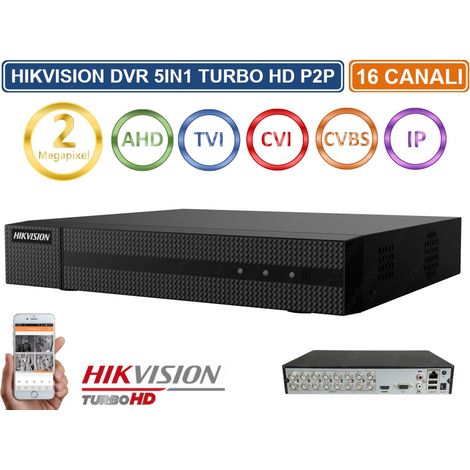 HIKVISION HWD-5116M DVR 5IN1 AHD CVI TVI CVBS IP 16 CH CANALI UTC 2 MPX TURBO HD - Capacità Hard Disk: 1TB