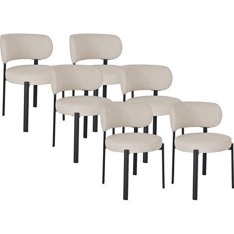 Sedia in tessuto testurizzato e metallo nero Beige - Lotto di 6 - ASILOVA (1/4)