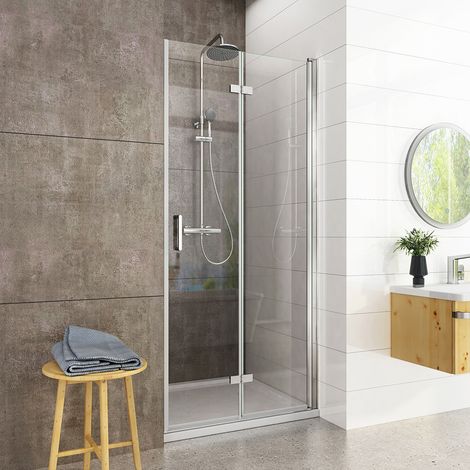 Heilmetz Duschtür Nischentür Duschabtrennung Falttür Klarglas 6mm ESG Sicherheitsglas 80x195cm (1/5)