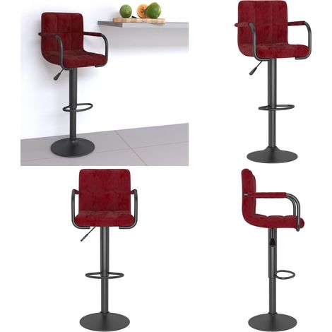 Taburete de cocina de terciopelo color vino tinto - Taburete de bar - Asiento giratorio