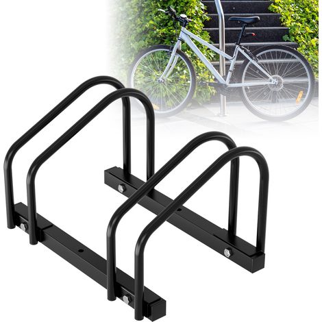 SWANEW Portabici per 2 bici, 41x32x26cm, Portabici in acciaio zincato, fissaggio a pavimento/parete, per pneumatici con larghezza da 3,5 a 5,5 cm, nero (1/3)
