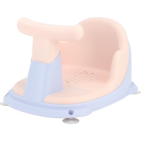 Siège de bain pour bébé, léger et sécurisé par ventouses, en plastique violet, pour nourrissons et jeunes enfants. (1/5)