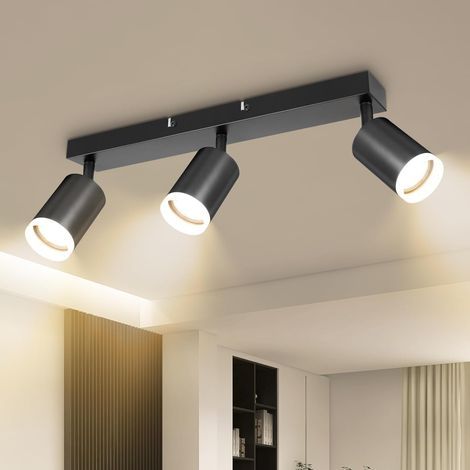 Adjustable GU10 Ceiling Spotlights, Matte Black Acrylic Aluminum, for Kitchen and Living Room (1/5)