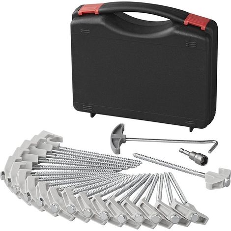 Picchetto 20 cm in metallo avvitabile con gancio in plastica e testa a vite - set da 20 pz. nel caso