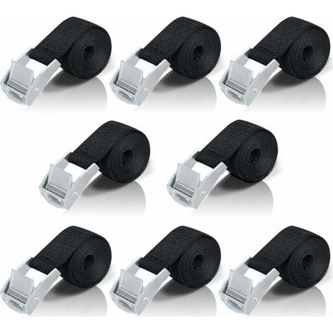 – Sangle d'arrimage 1M – Lot de 8 sangles à cliquet – Boucle de serrage en alliage de zinc – Charge maximale 200kg – Fixation moto/voiture/vélo (1/5)